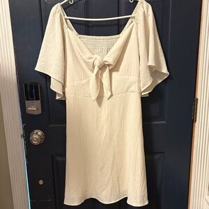 Elegant Cream Off-Shoulder Dress